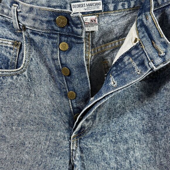 VINTAGE GEORGES MARCIANO/GUESS High Waist Denim Mom Jean Shorts Blue Size 2 - Picture 10 of 13